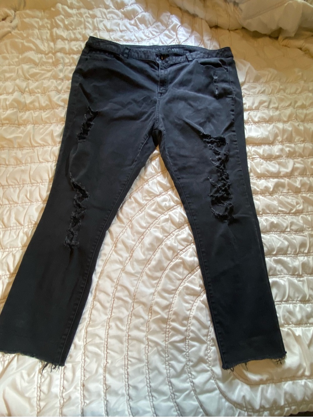 Lane Bryant Black Distressed Skinny Jeans